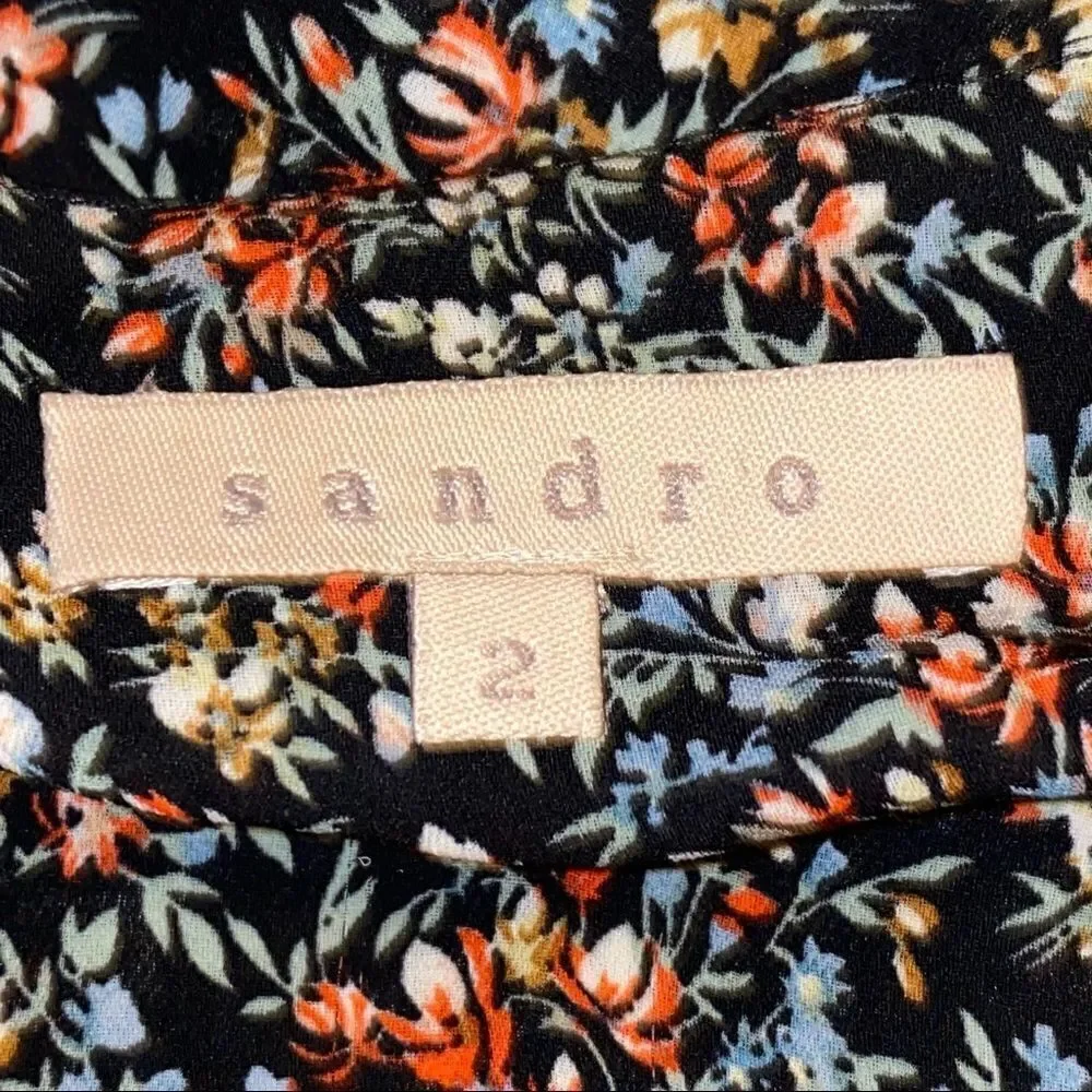 Sandro long sleeve Floral Mini Dress with tiered bottom ruffle